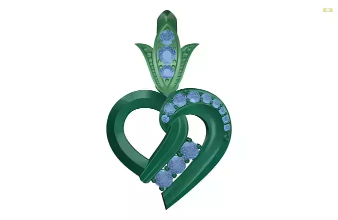 pendant emerald heart with sapphires