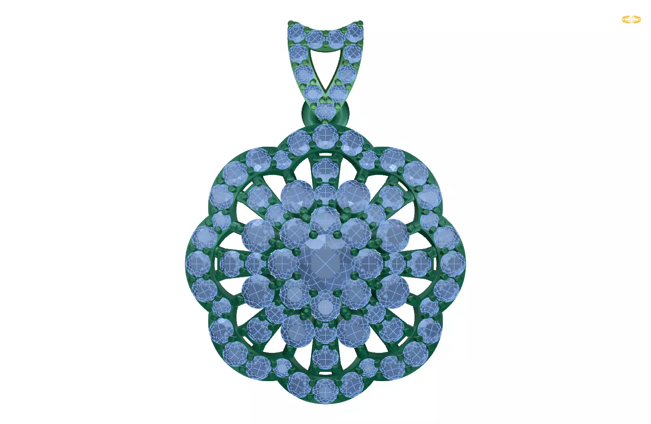 pendant emerald with sapphires 3D print model_0