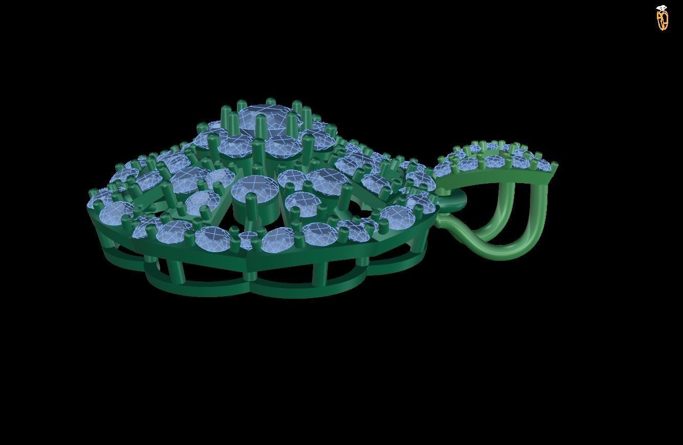 pendant emerald with sapphires 3D print model_1