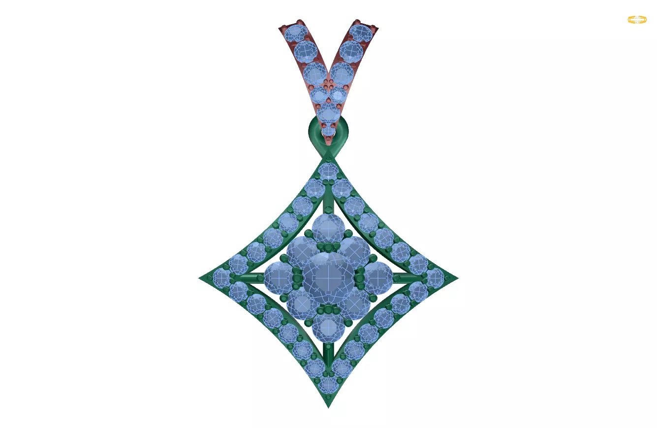 pendant emerald and diamond 3D print model