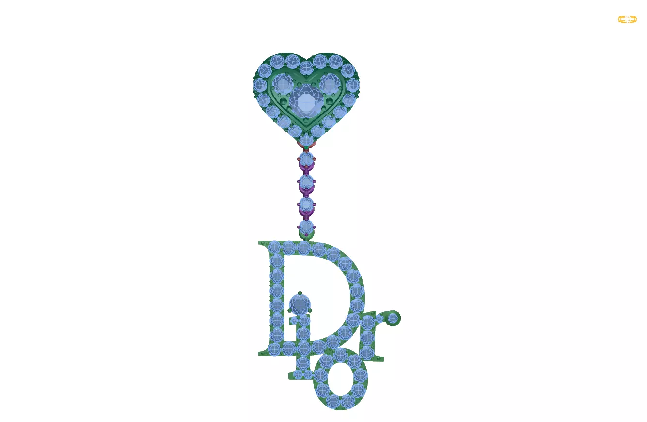pendant dior logo diamonds 3D print model_0
