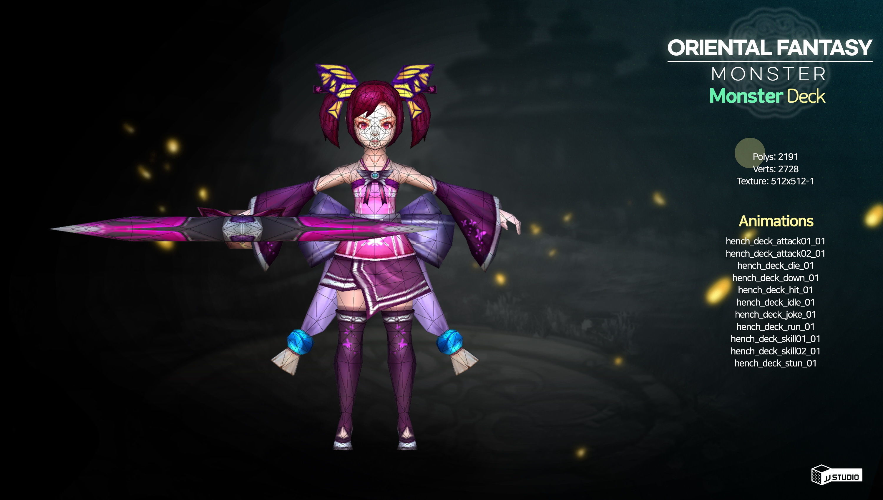 Oriental Fantasy Monster - Deck Low-poly 3D model_2