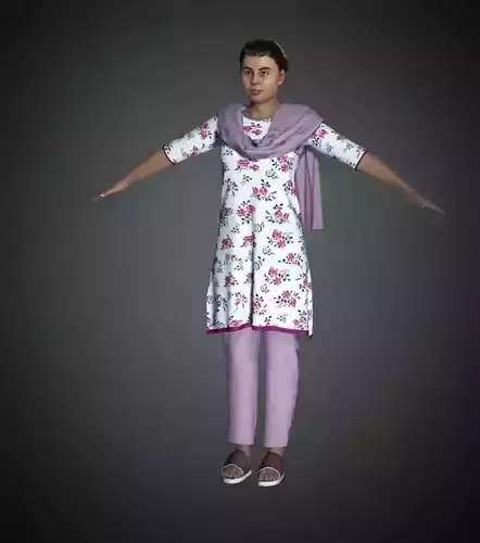 Ordinary Asian woman rigged 3D model