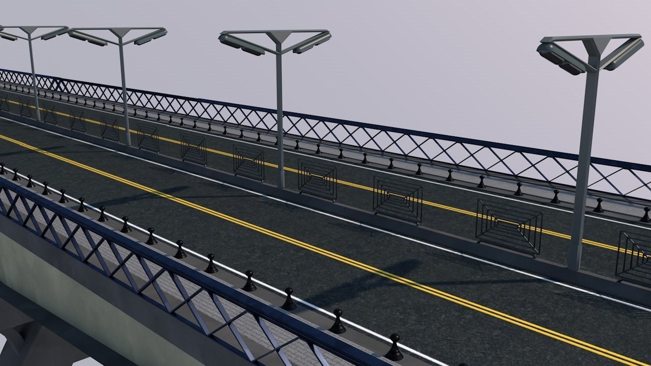 Road bridge-Ready for game Low-poly 3D model_2
