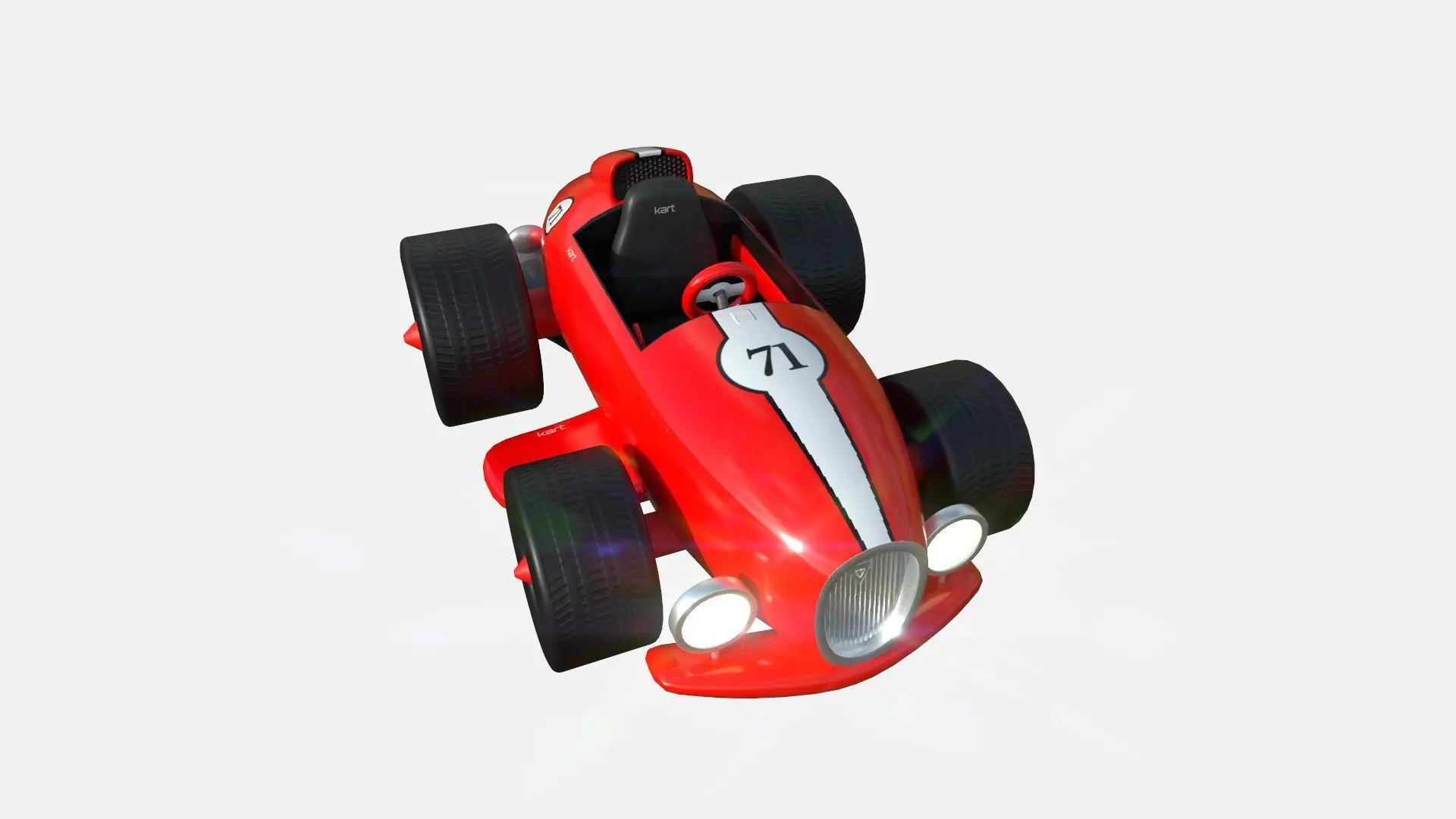 Cartoon Kart B01 Red - Vehicle Racing Design Low-poly 3D model_0