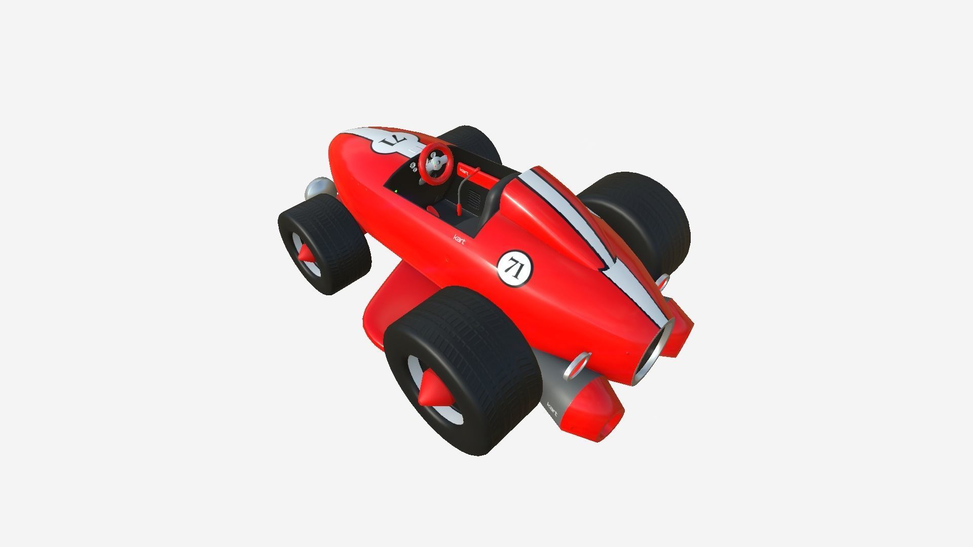 Cartoon Kart B01 Red - Vehicle Racing Design Low-poly 3D model_4
