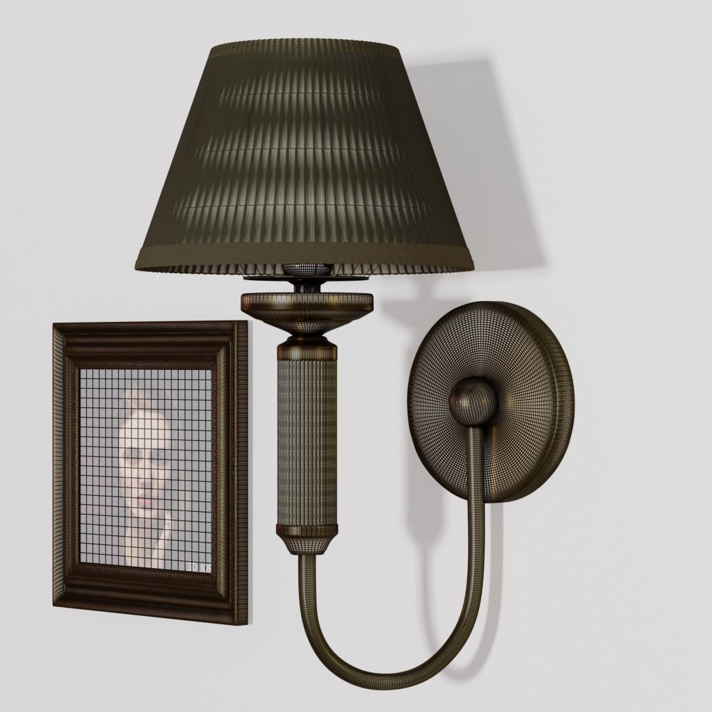 Old classic wall lamp 3D model_7