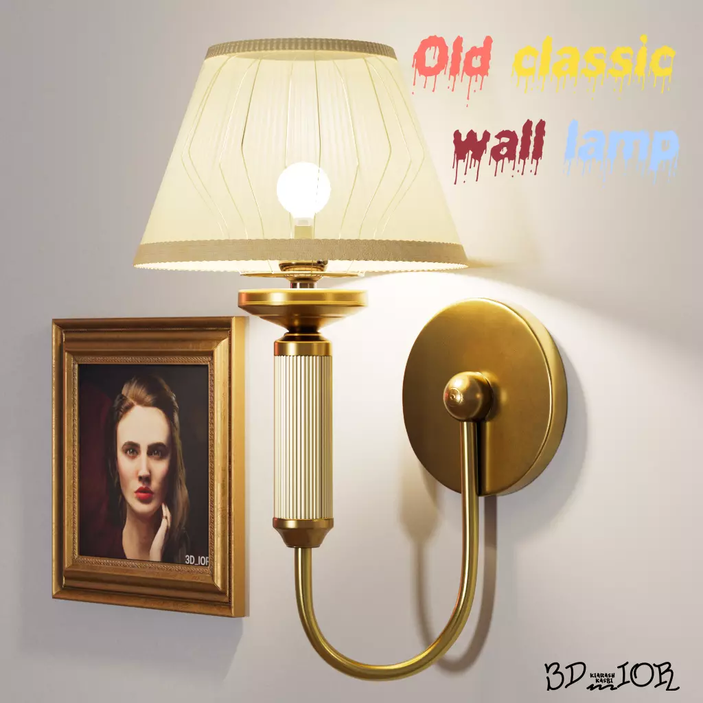 Old classic wall lamp 3D model_0