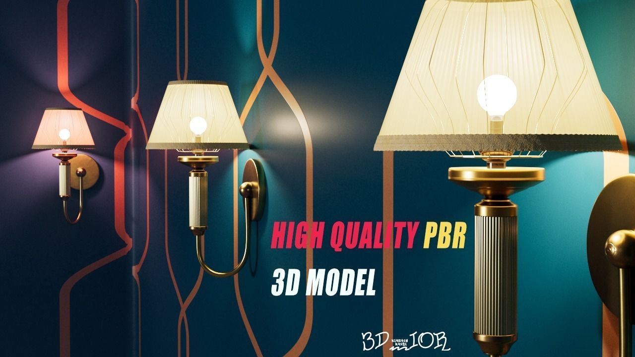 Old classic wall lamp 3D model_4