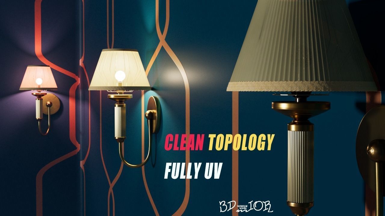 Old classic wall lamp 3D model_5
