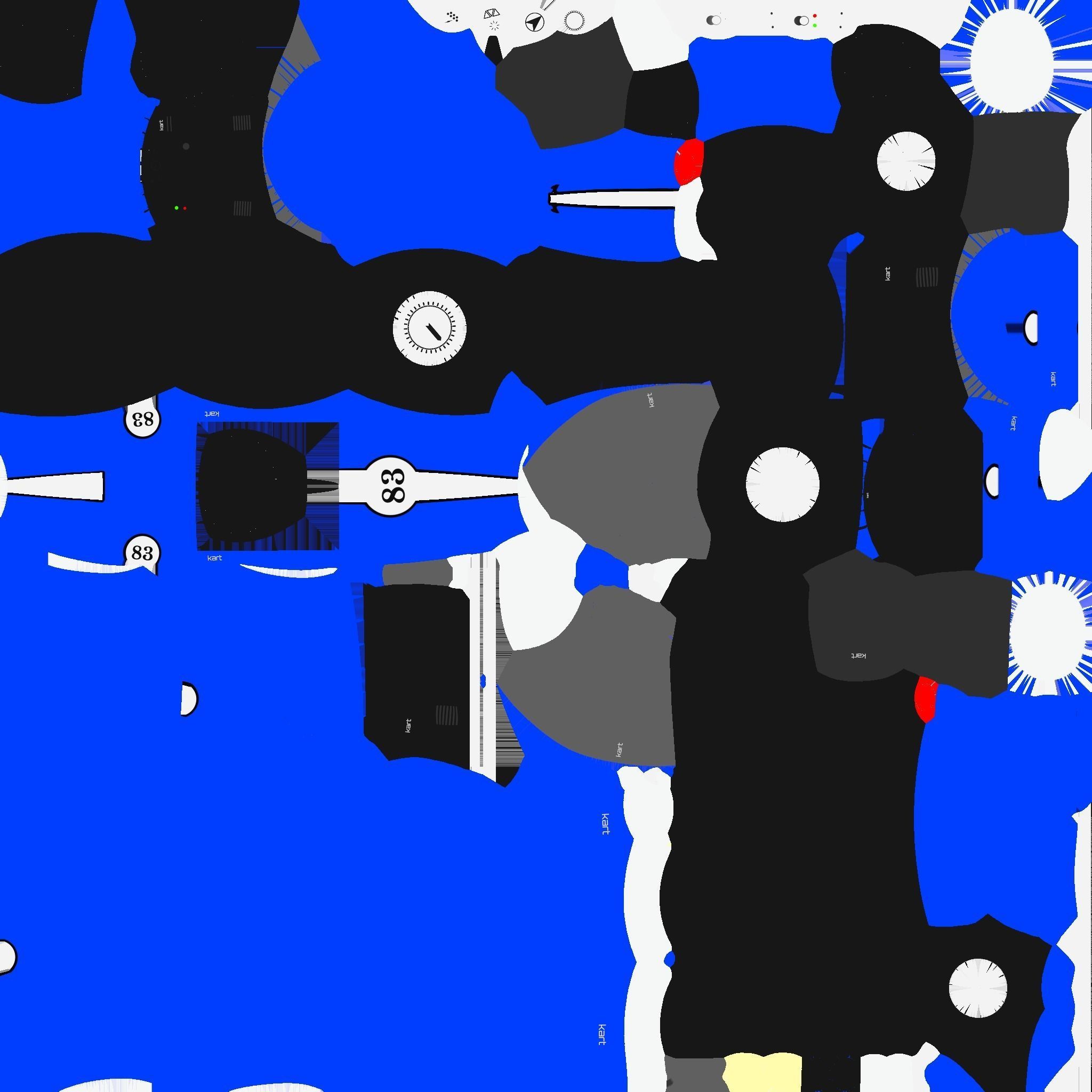 Cartoon Kart B02 Blue - Vehicle Racing Design Low-poly 3D model_20