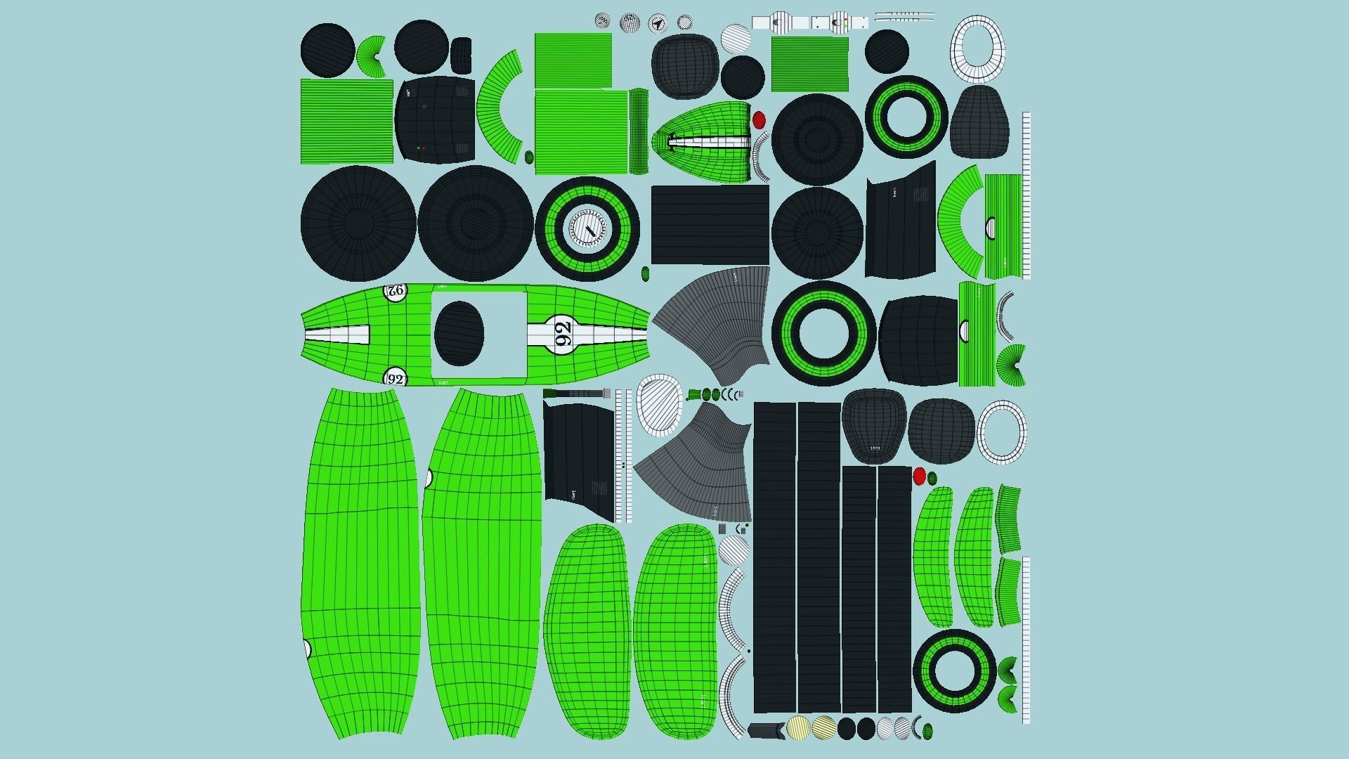 Cartoon Kart B03 Green - Vehicle Racing Design Low-poly 3D model_5