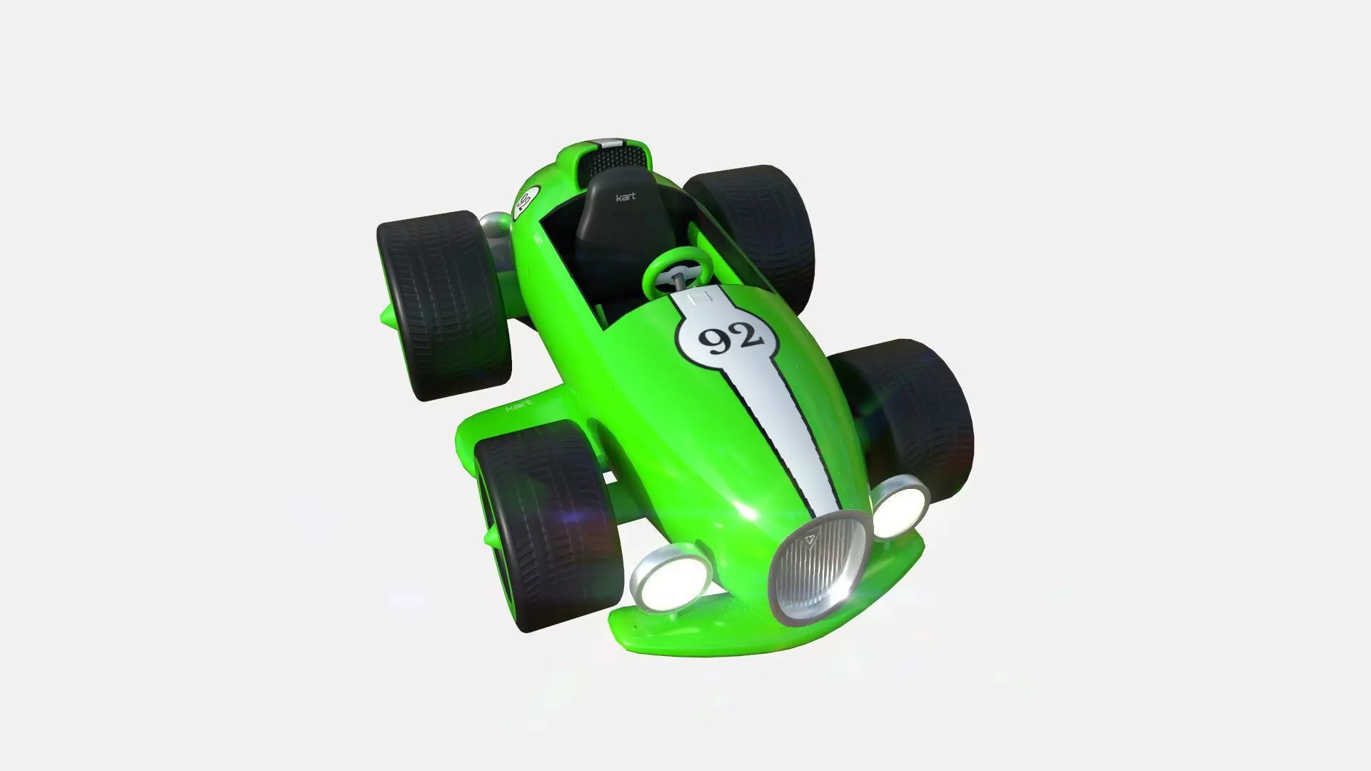 Cartoon Kart B03 Green - Vehicle Racing Design Low-poly 3D model_0
