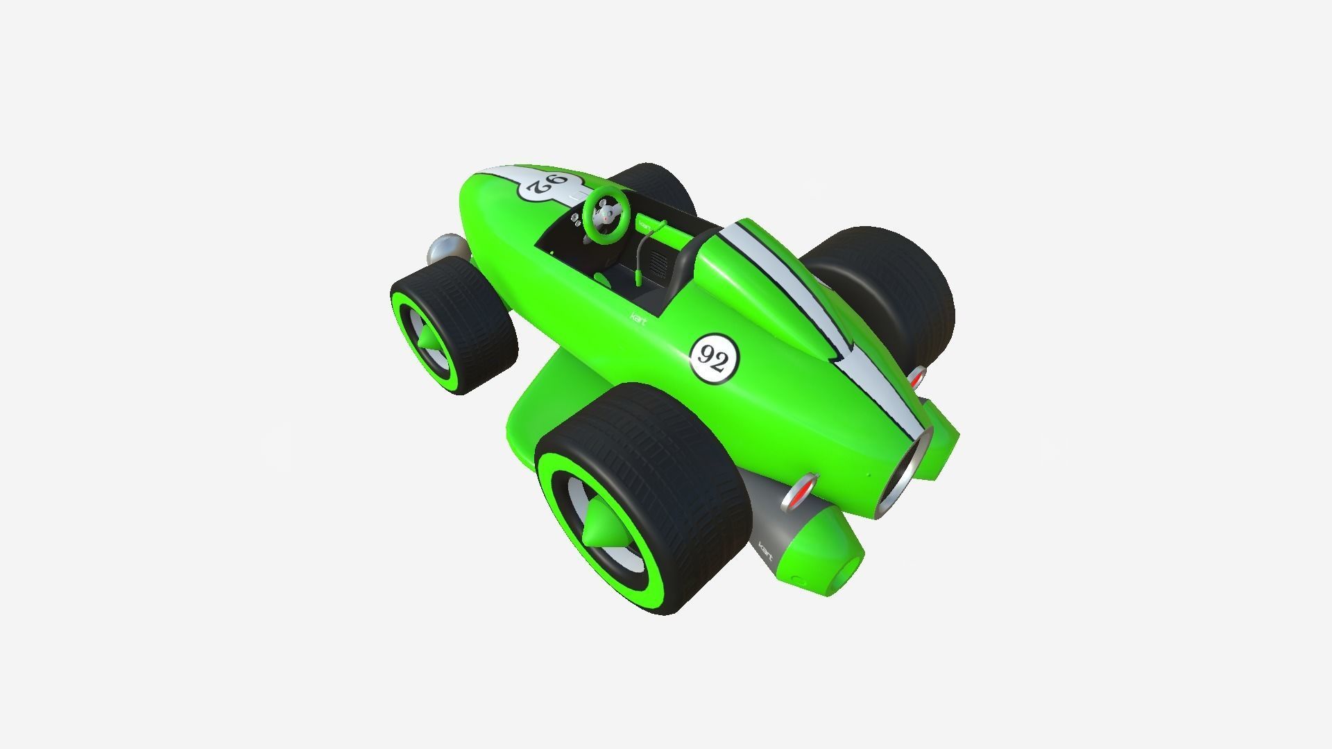 Cartoon Kart B03 Green - Vehicle Racing Design Low-poly 3D model_4