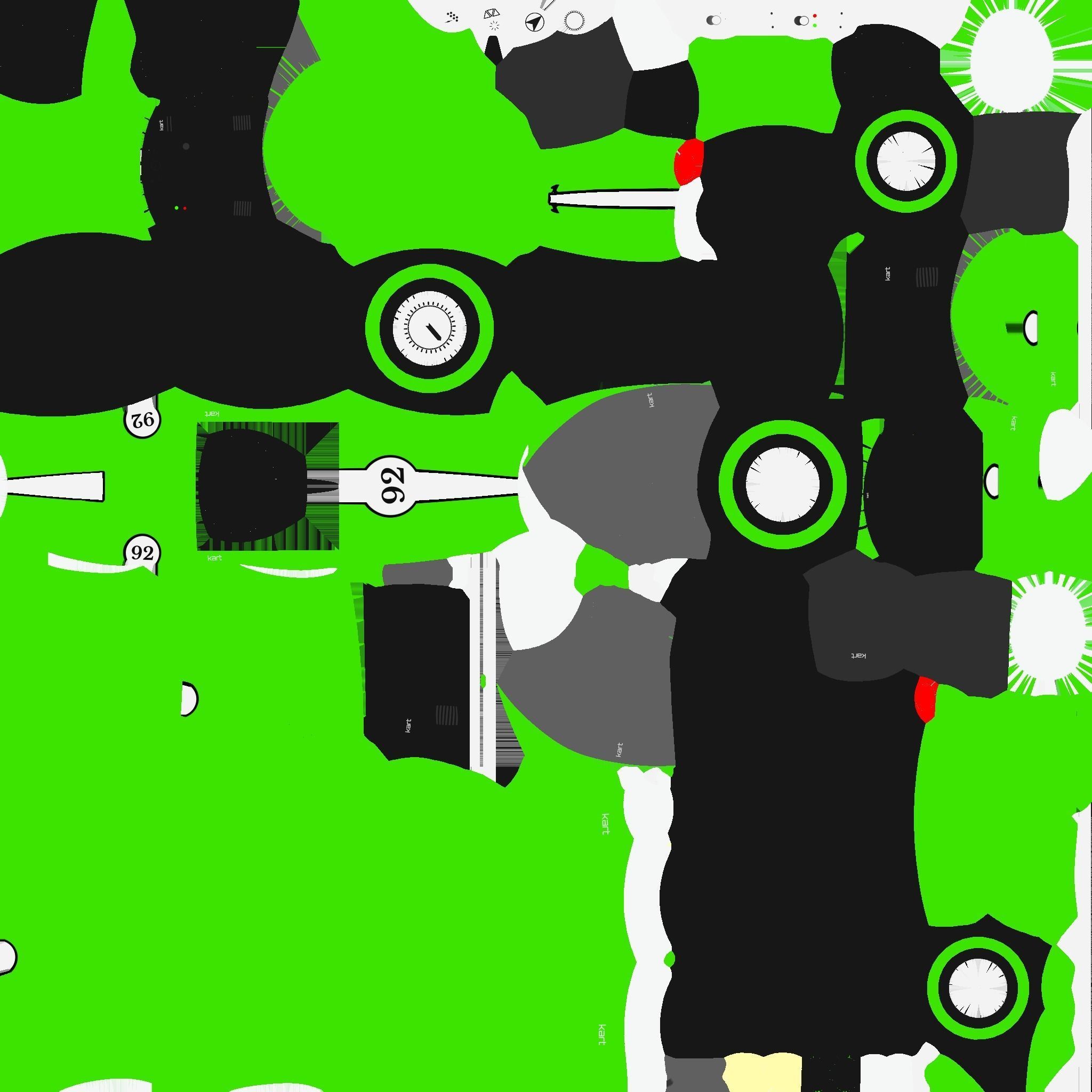 Cartoon Kart B03 Green - Vehicle Racing Design Low-poly 3D model_20