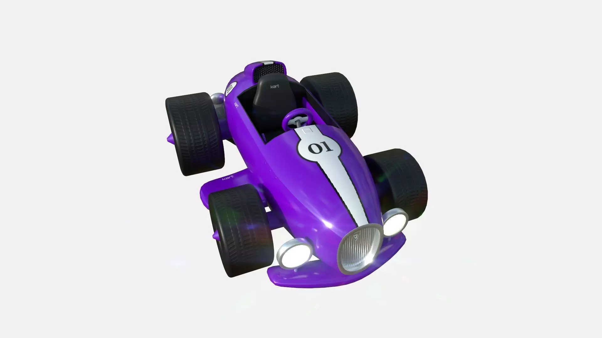 Cartoon Kart B04 Purple - Vehicle Racing Design Low-poly 3D model_0