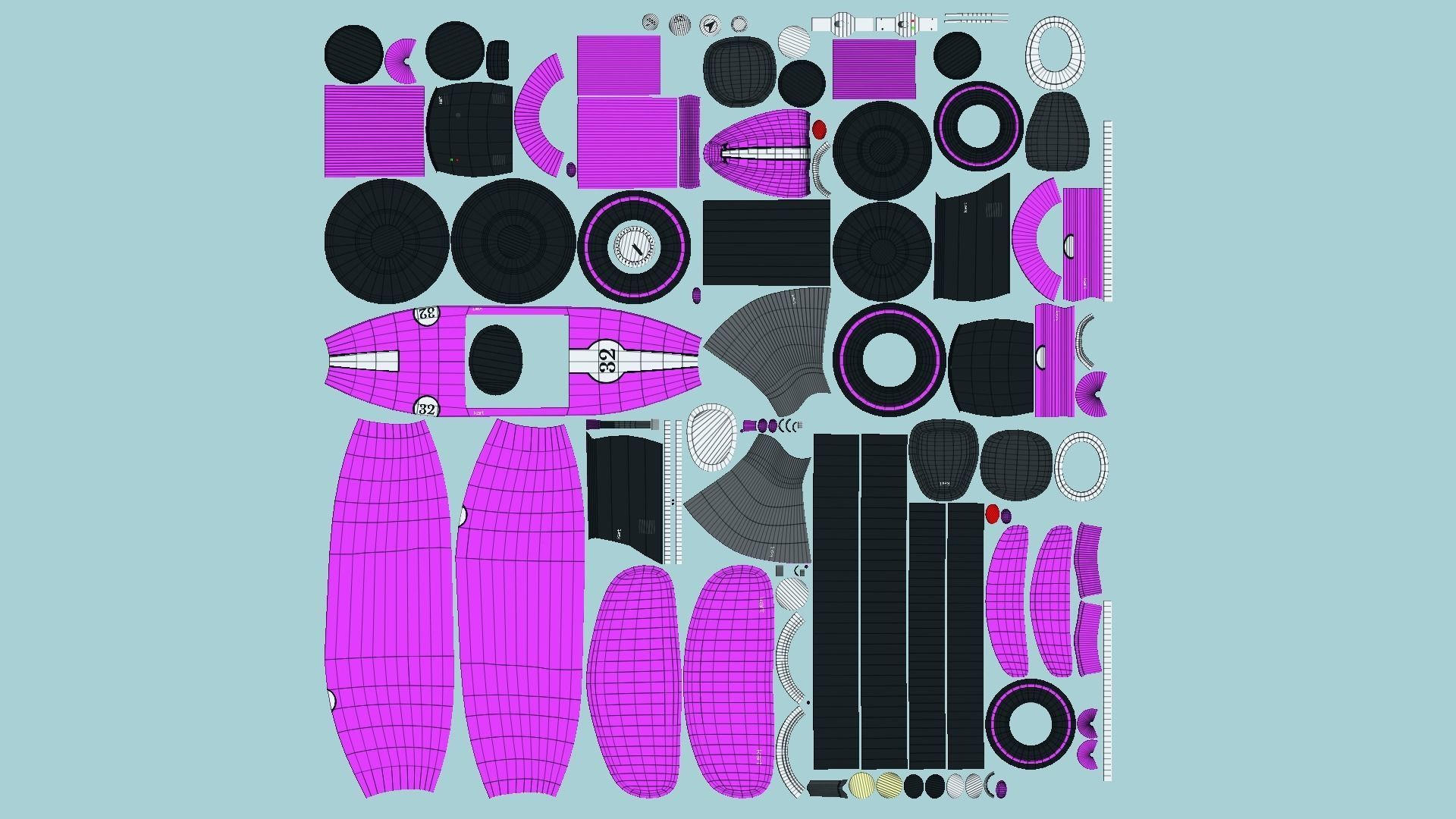 Cartoon Kart B05 Pink - Vehicle Racing Design Low-poly 3D model_5