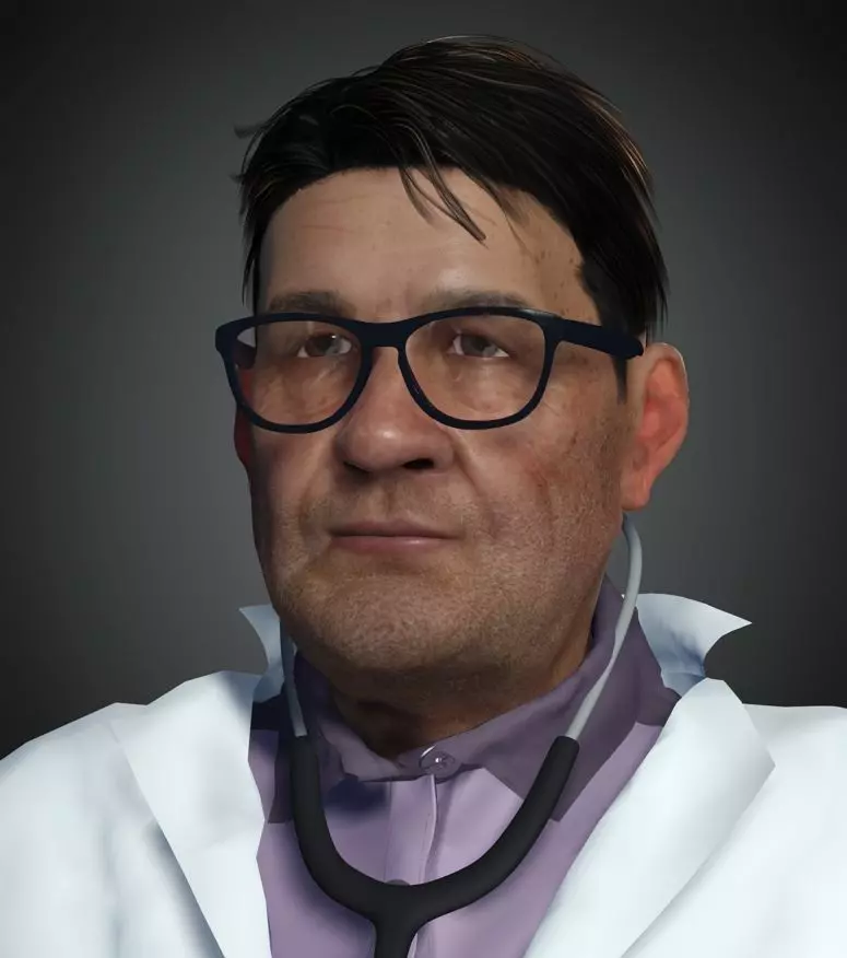 Asian Doctor rigged 3D model 3D model_0