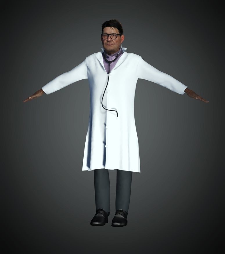 Asian Doctor rigged 3D model 3D model_1