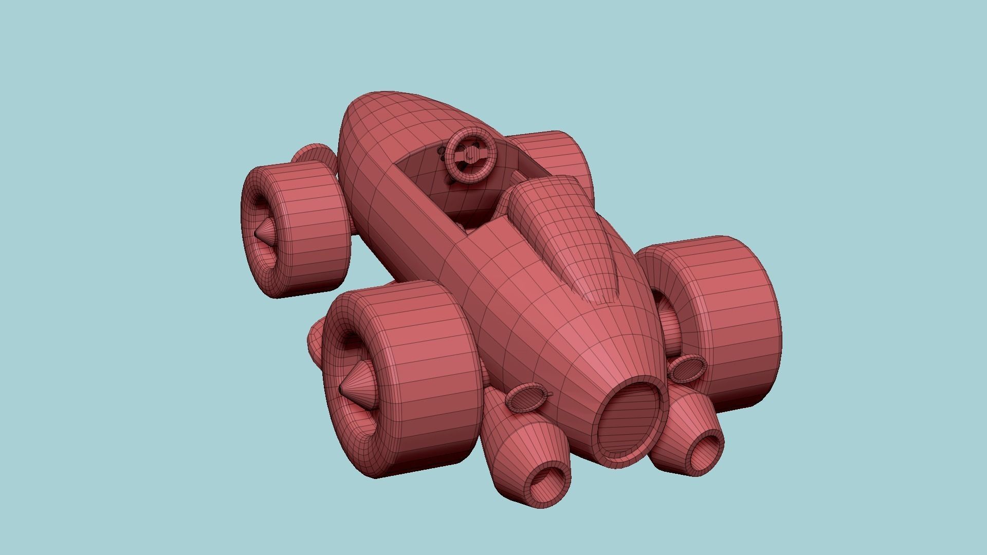 Cartoon Kart B10 Light Blue - Vehicle Racing Design Low-poly 3D model_18