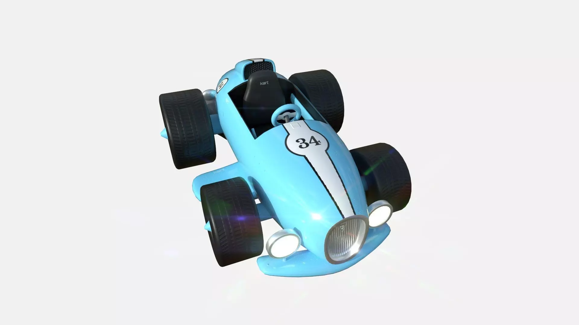 Cartoon Kart B10 Light Blue - Vehicle Racing Design Low-poly 3D model_0