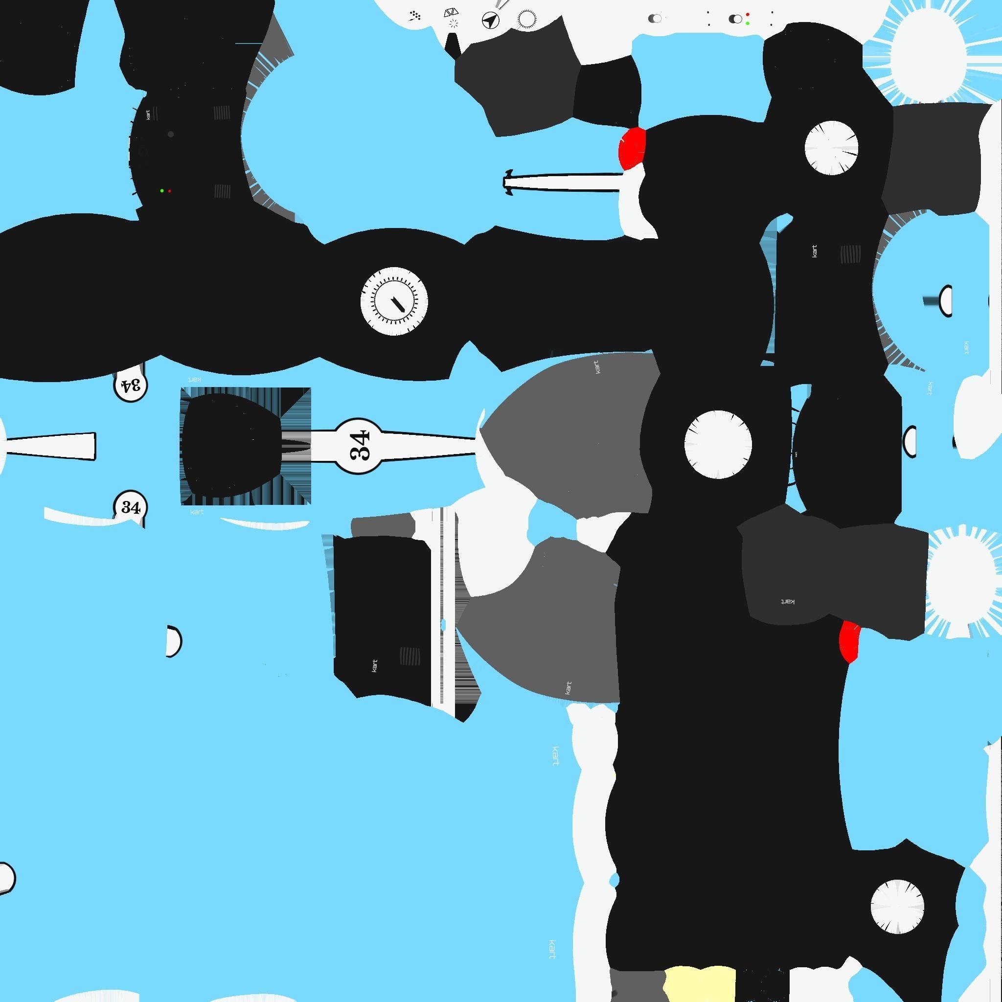 Cartoon Kart B10 Light Blue - Vehicle Racing Design Low-poly 3D model_21