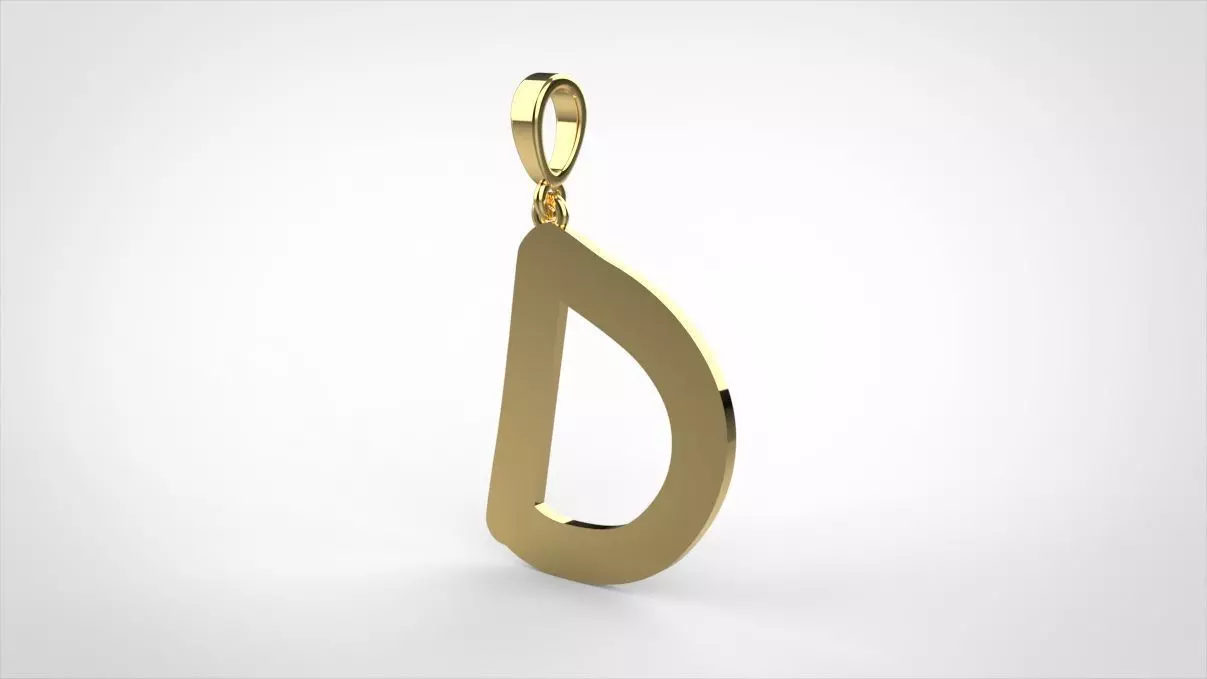 pendant alphabet comic sans D medium 3D print model