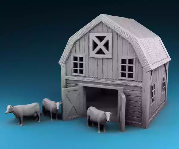 Farm Farm barn with cows 3D print model