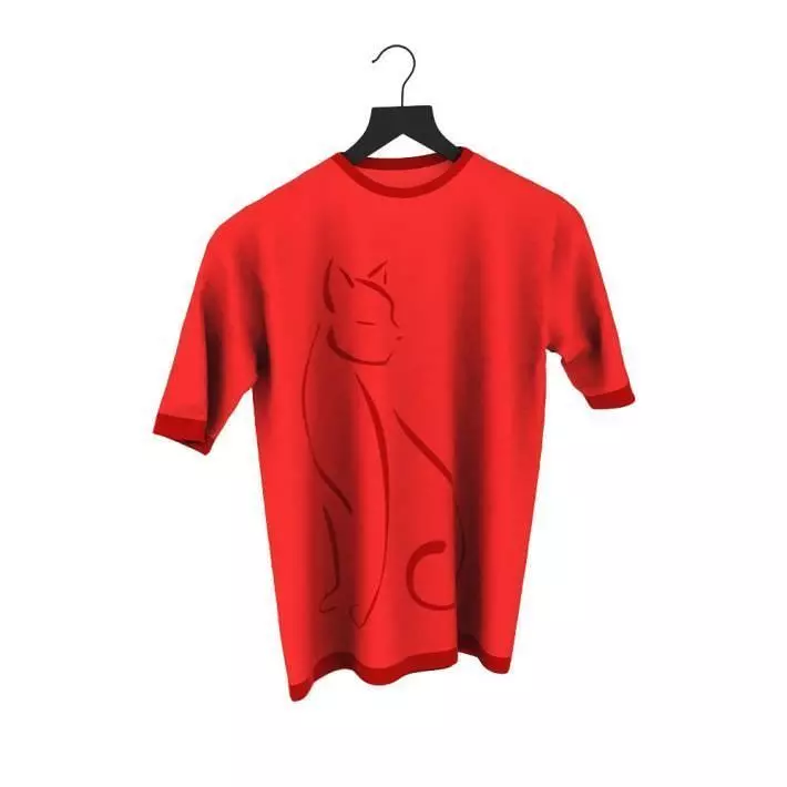 Red Crew Neck Shirt 3D model_0
