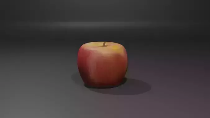3d model of an apple with a drawn texture