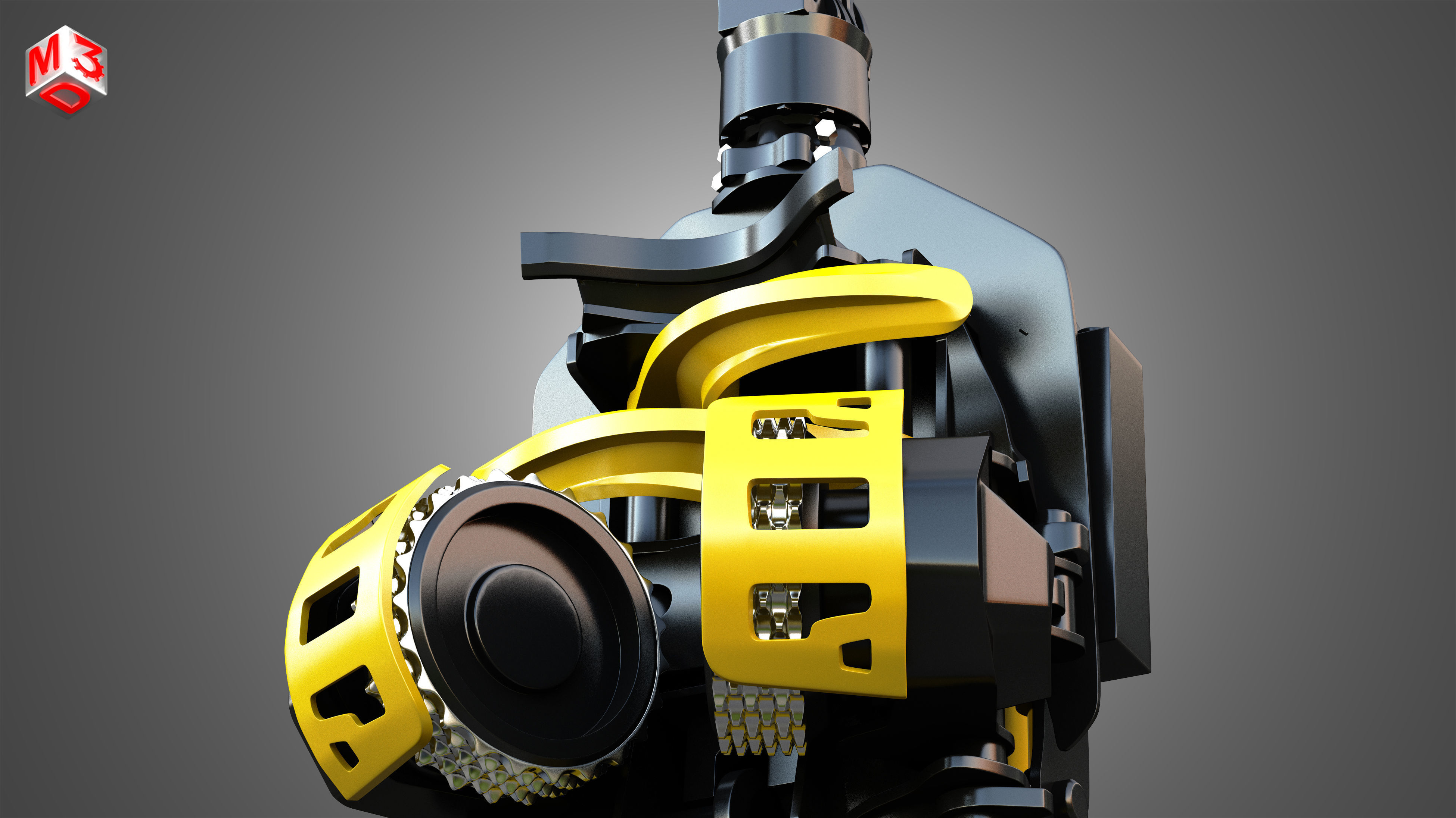 Forestry Crane with Harvester Head 3D model_14