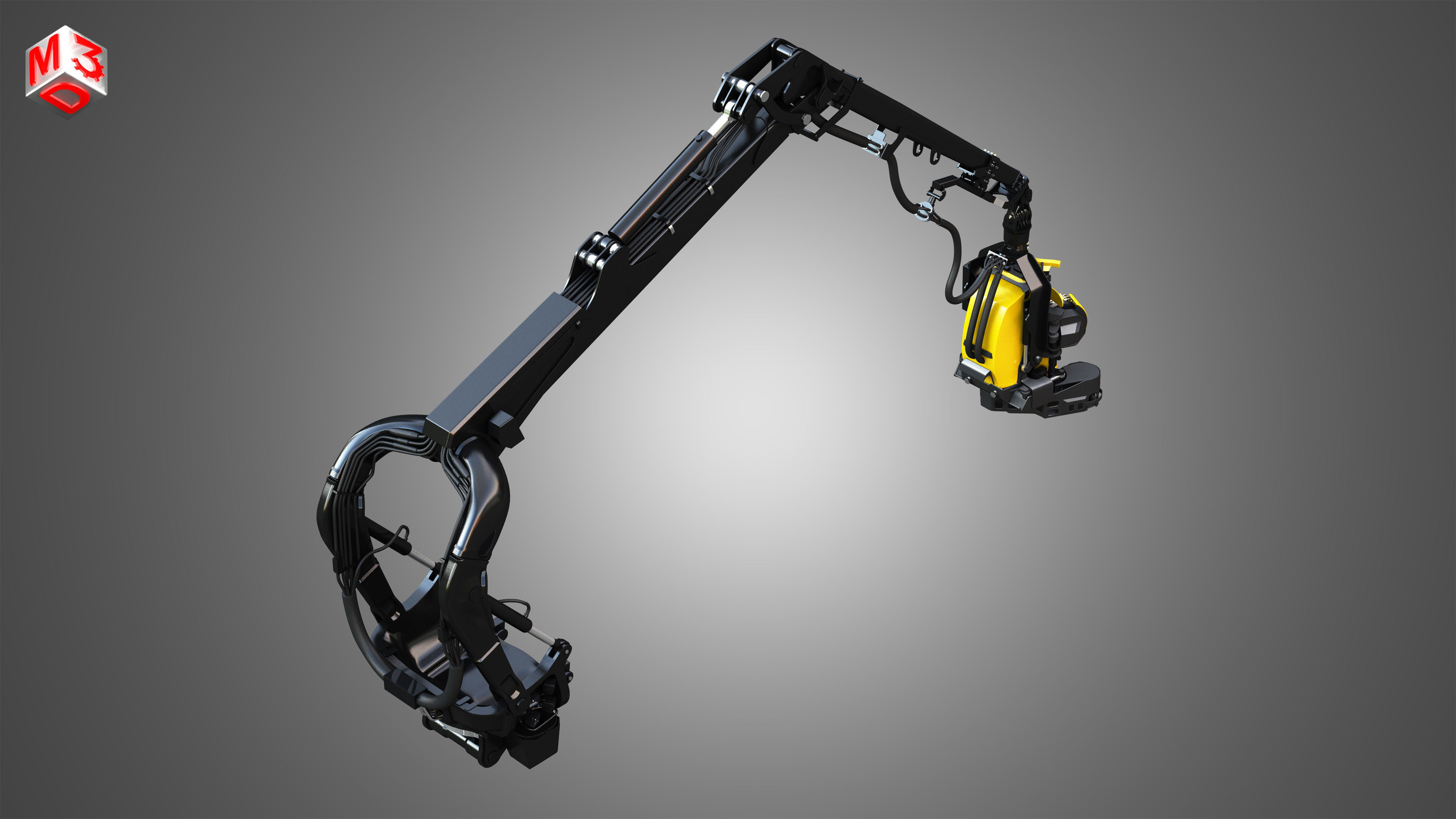 Forestry Crane with Harvester Head 3D model_8