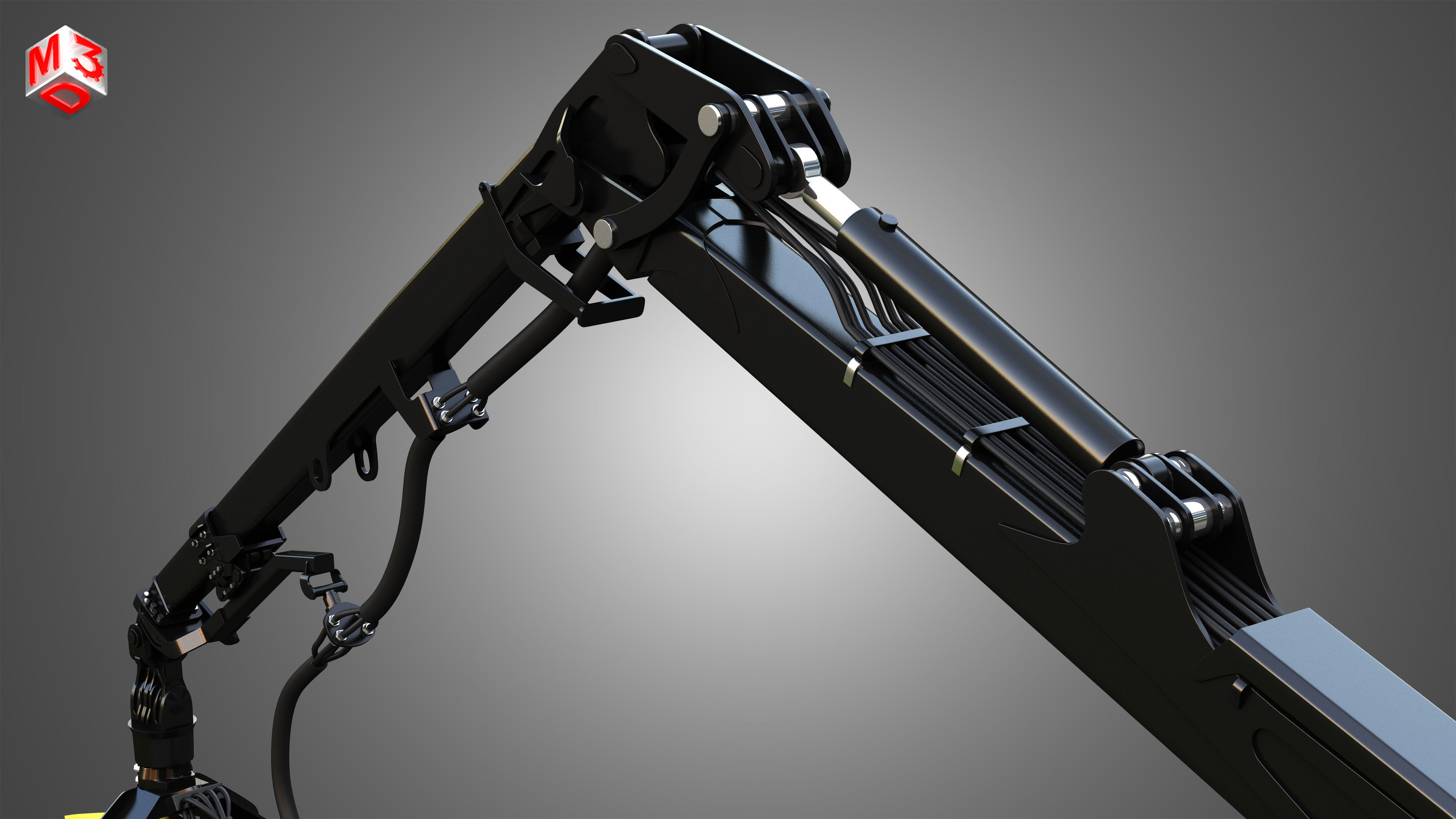 Forestry Crane with Harvester Head 3D model_16