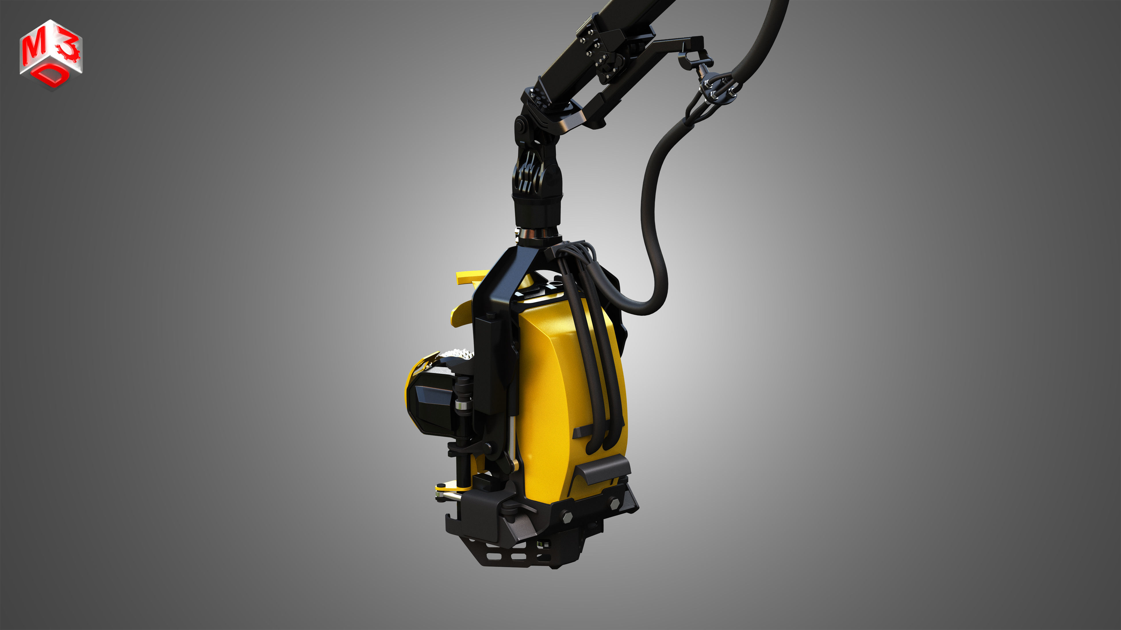 Forestry Crane with Harvester Head 3D model_13