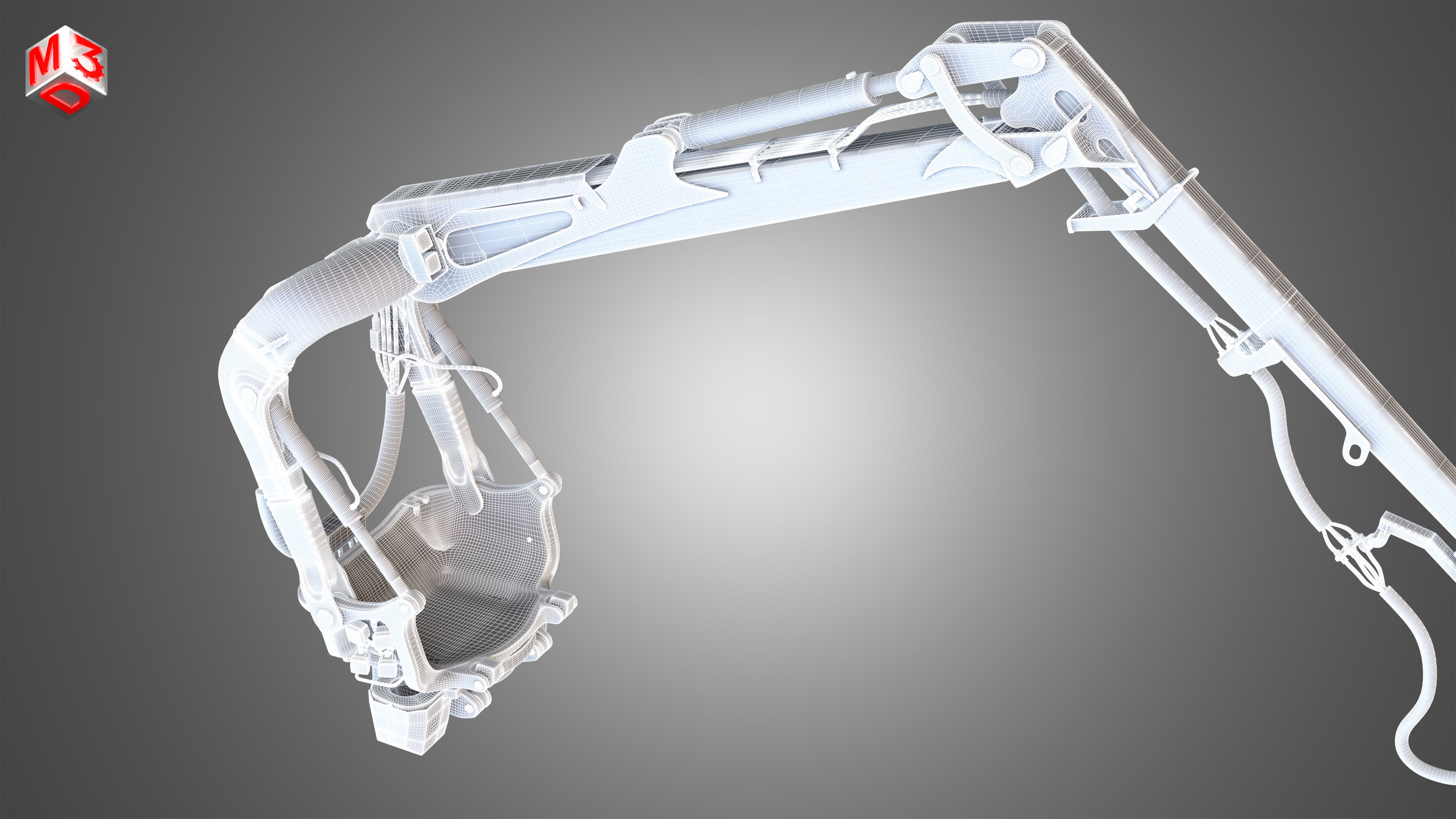 Forestry Crane with Harvester Head 3D model_21