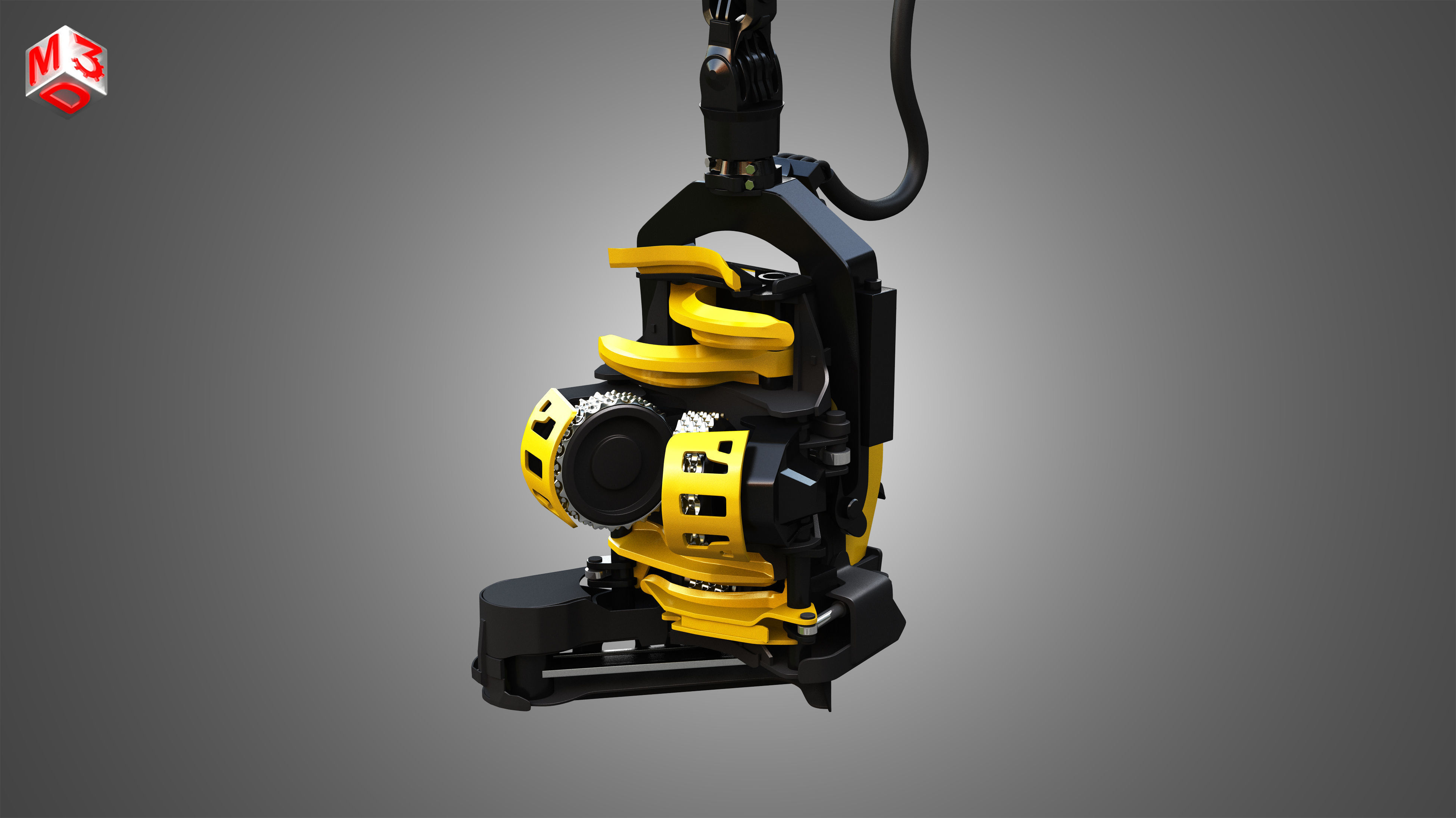 Forestry Crane with Harvester Head 3D model_12