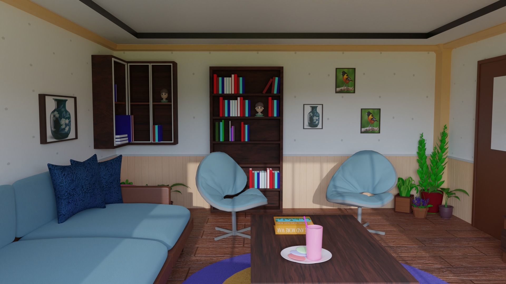 Livingroom living room with furniture 3D model_4