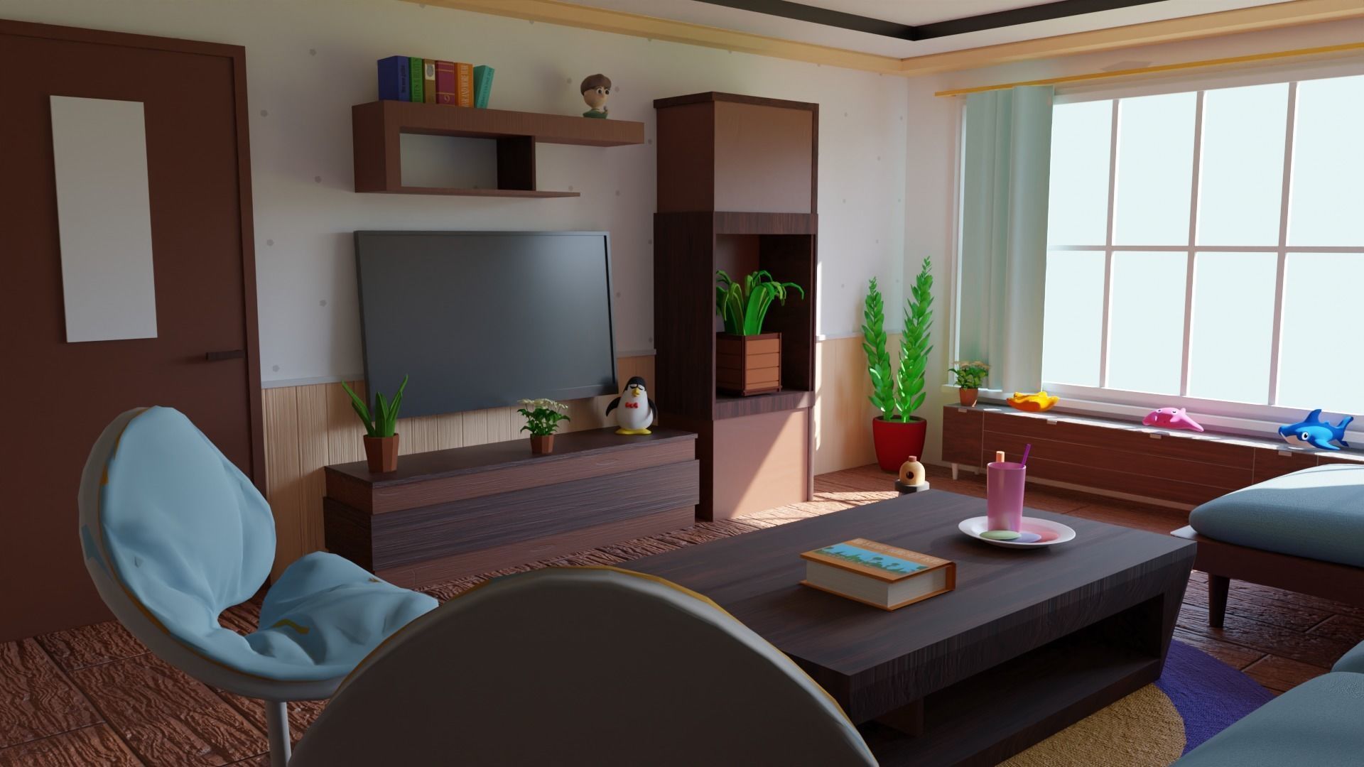 Livingroom living room with furniture 3D model_5