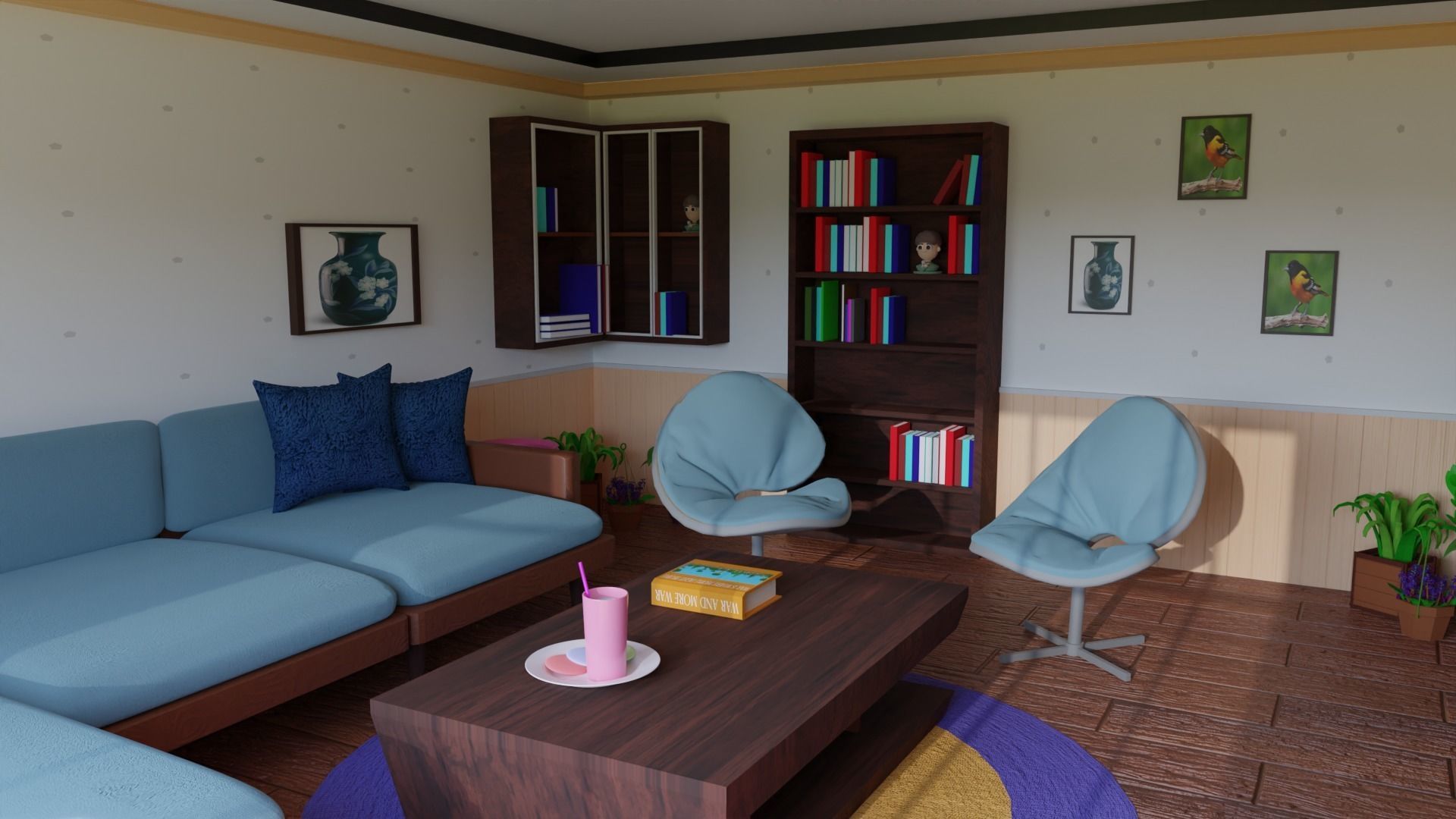 Livingroom living room with furniture 3D model_1