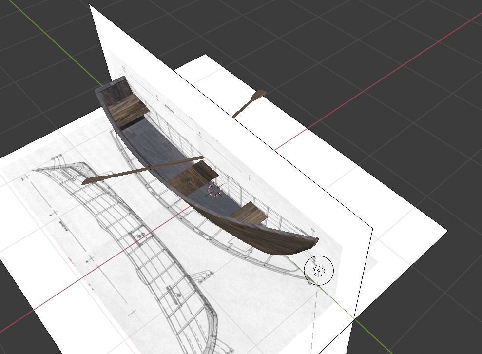 Wooden Boat Low-poly 3D model_5