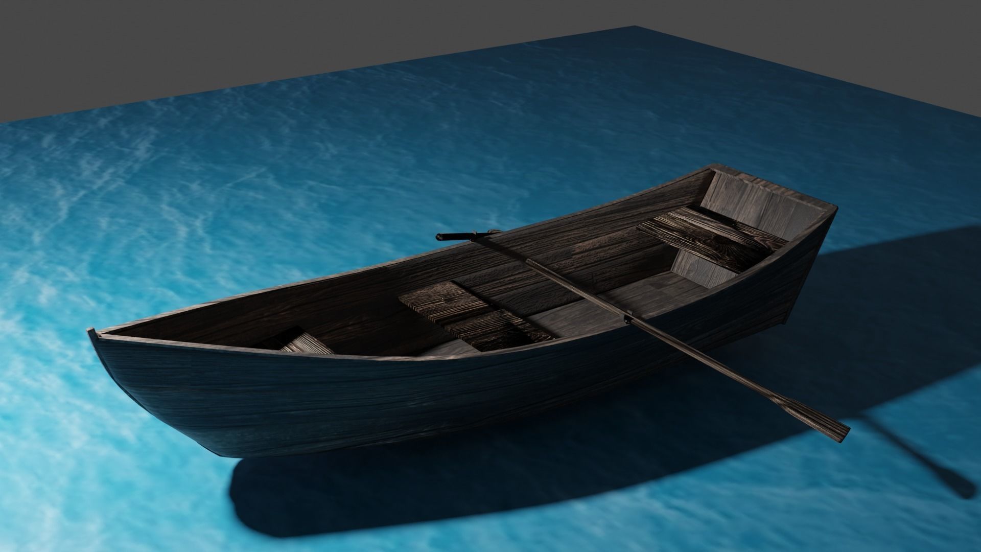 Wooden Boat Low-poly 3D model_2