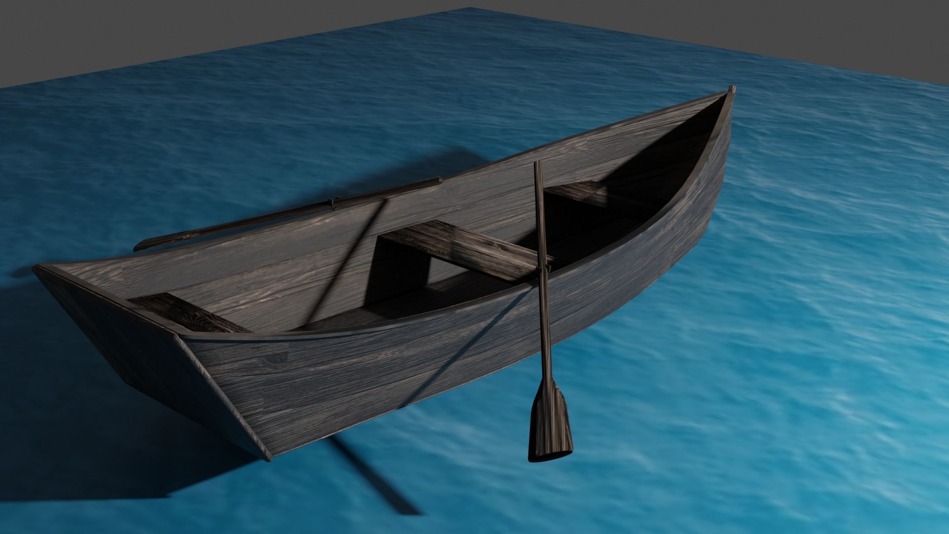 Wooden Boat Low-poly 3D model_4