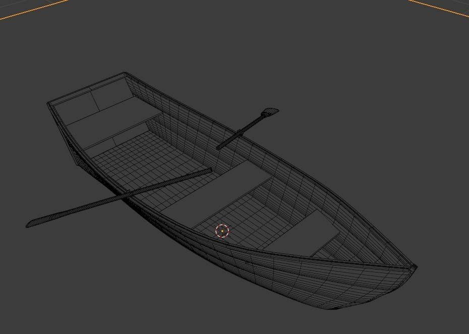Wooden Boat Low-poly 3D model_7