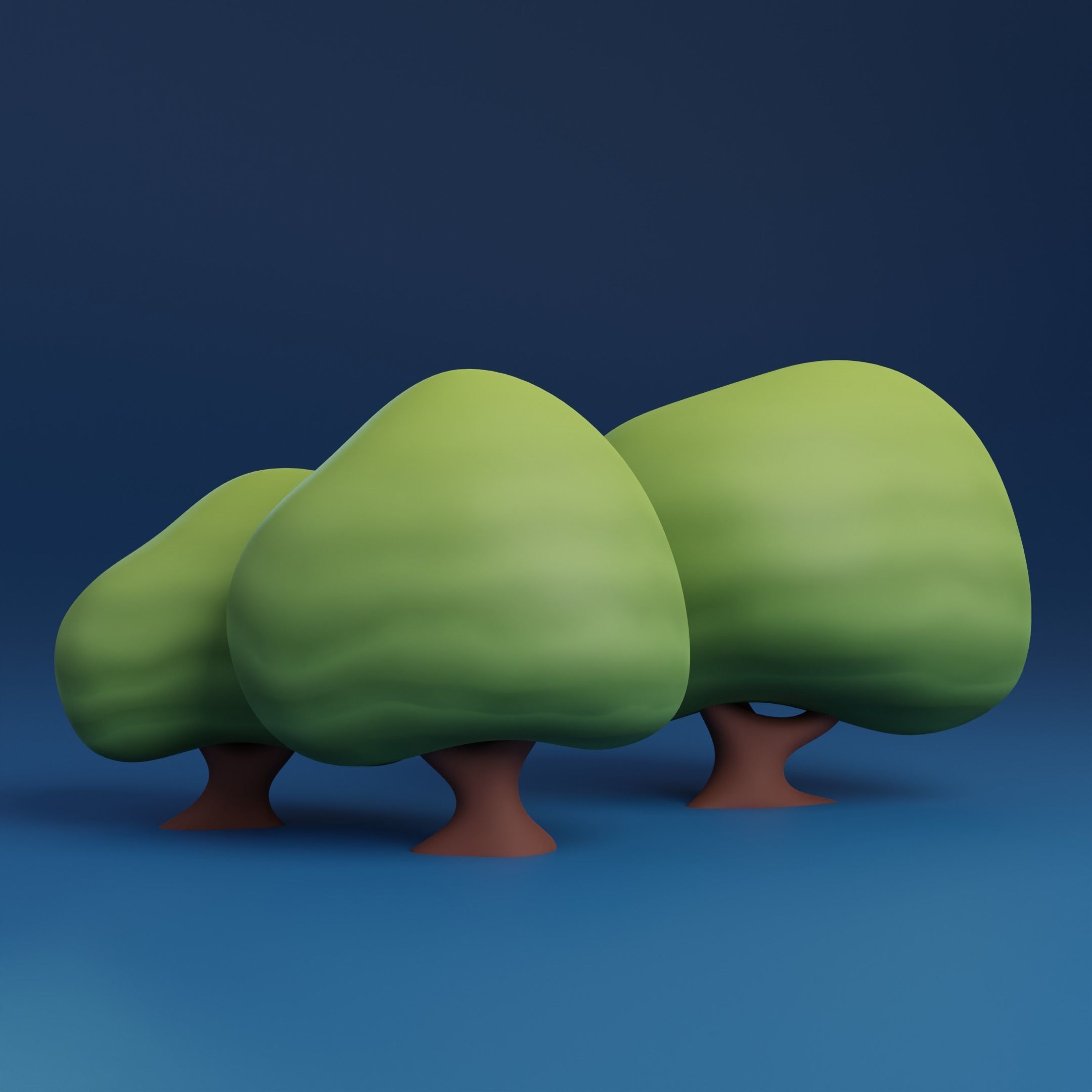 Cartoon bushes Low-poly 3D model_1