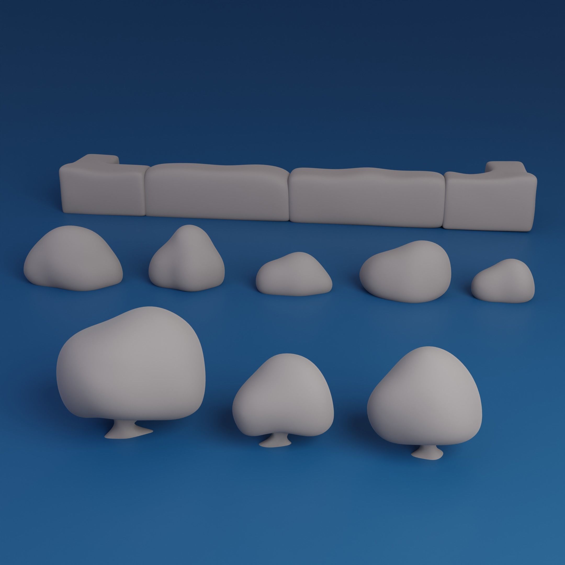 Cartoon bushes Low-poly 3D model_12