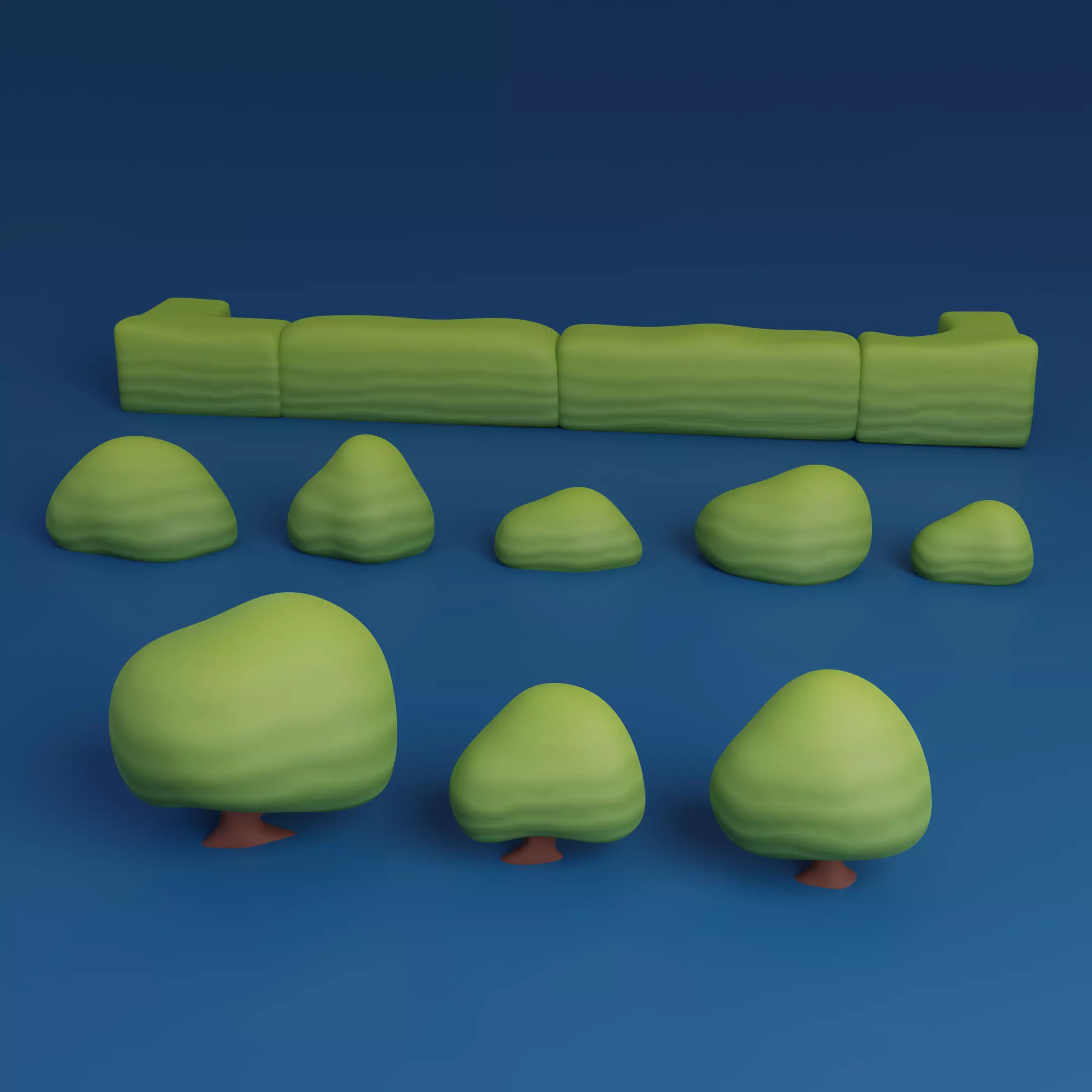 Cartoon bushes Low-poly 3D model_0