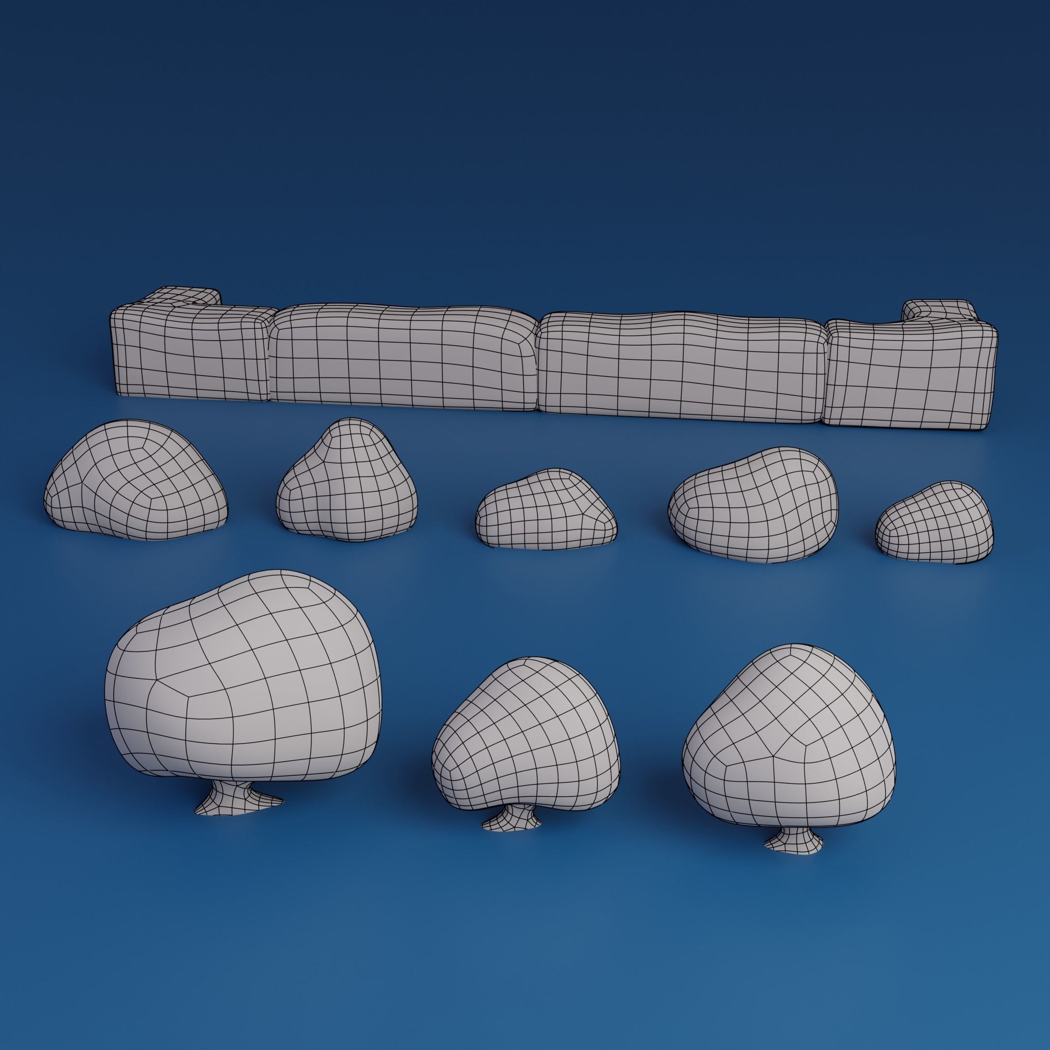 Cartoon bushes Low-poly 3D model_13