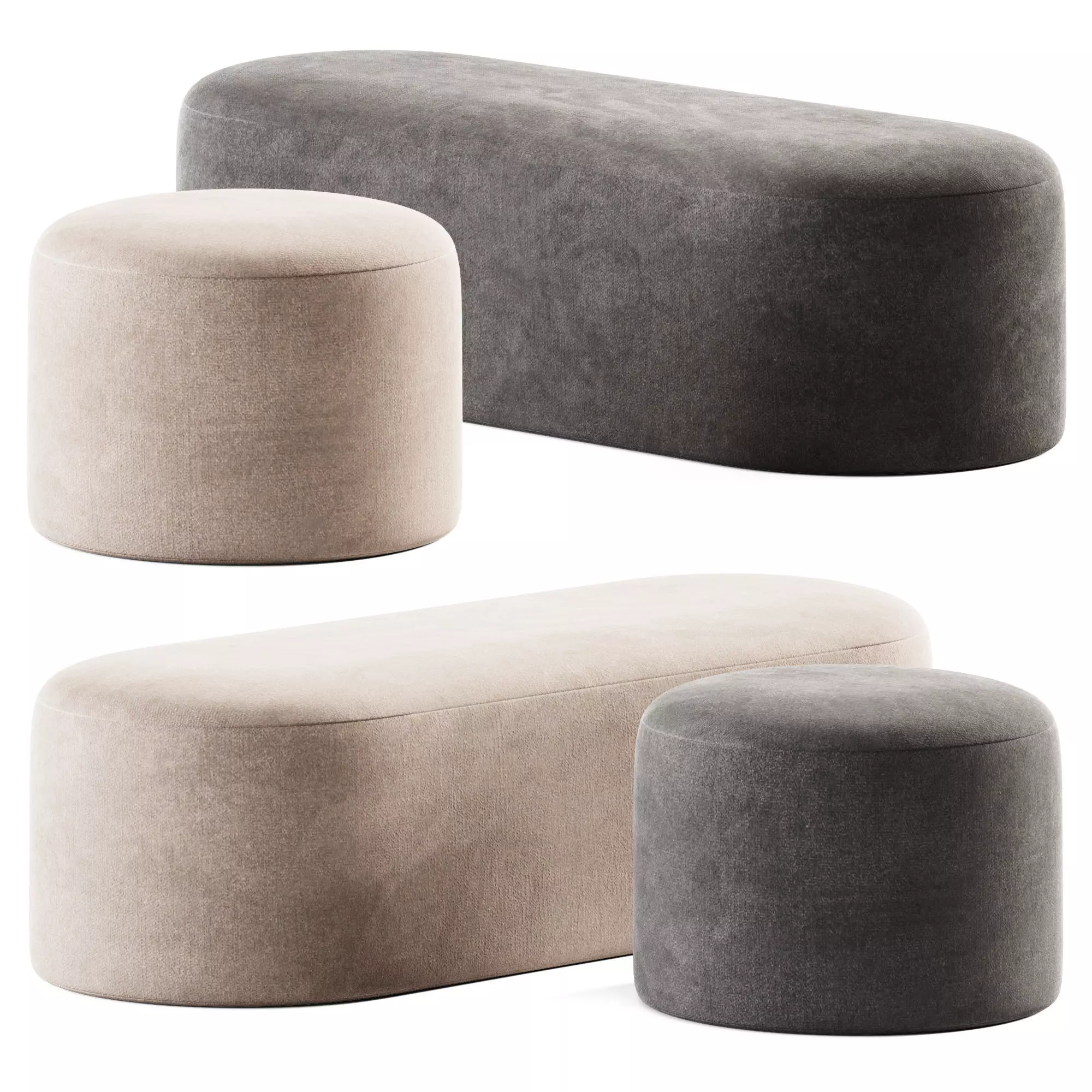 Proto Plus Halle Pouf and Bench 3D model