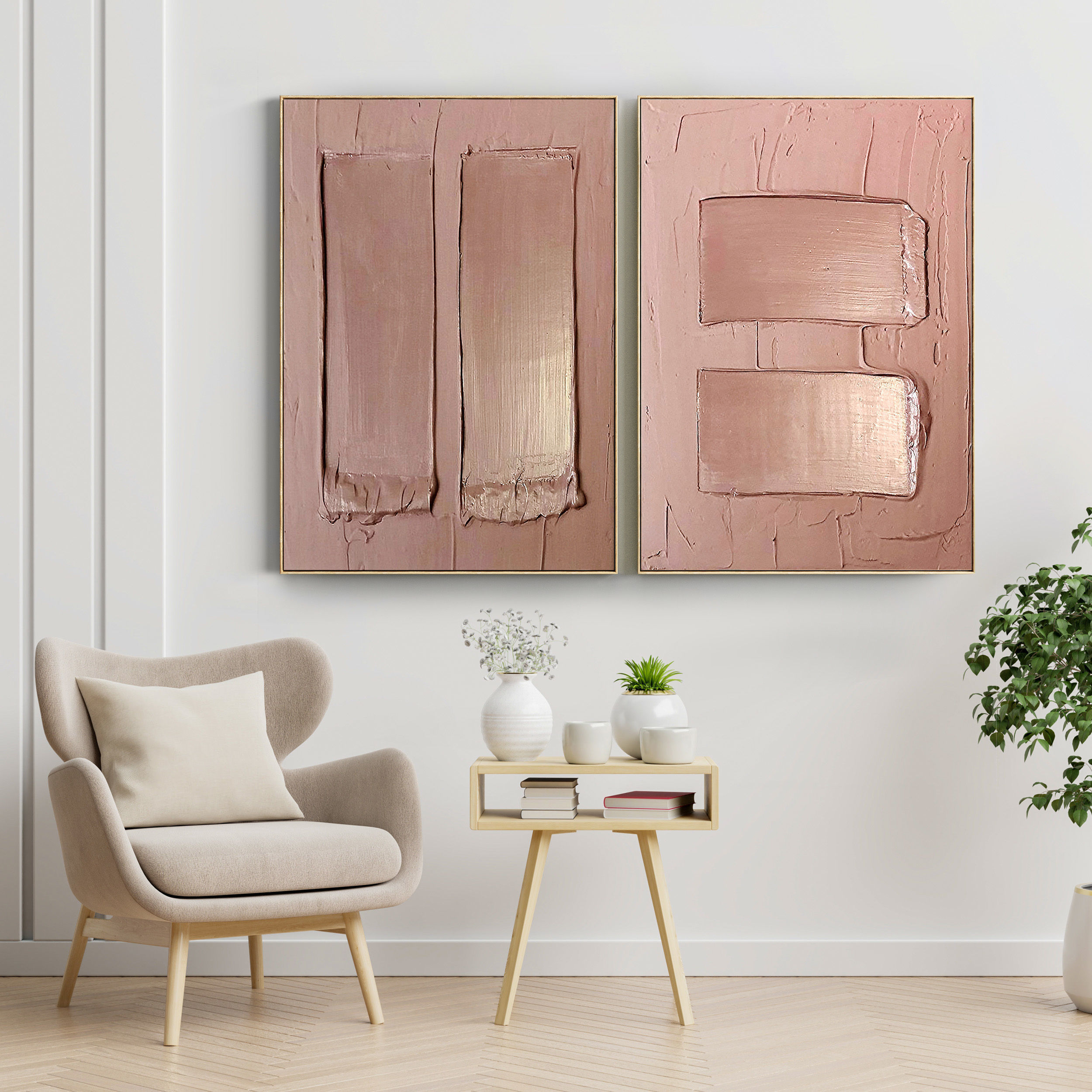 Plaster Two Photo Frame 01 Low-poly 3D model_1