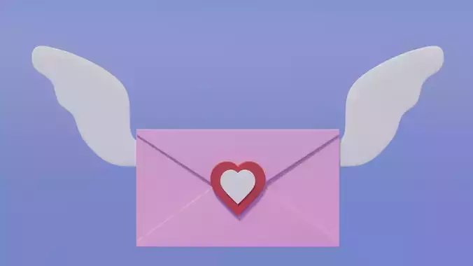 Cartoon Flying Envelope With Wings